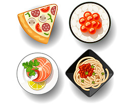 卡通面点披萨食品矢量元素