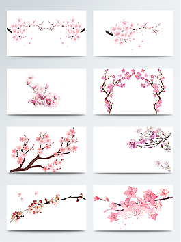 清新红粉色花瓣樱花装饰元素