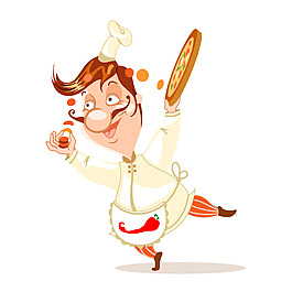 時尚卡通Q版廚師人物插畫