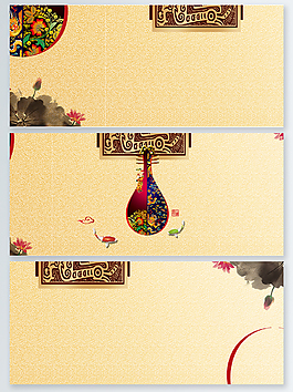中國風(fēng)海報(bào)背景琵琶荷花水墨畫psd源文件