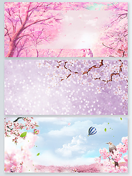 唯美春季桃花廣告背景psd