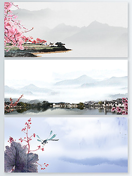 唯美手繪古風(fēng)桃花背景