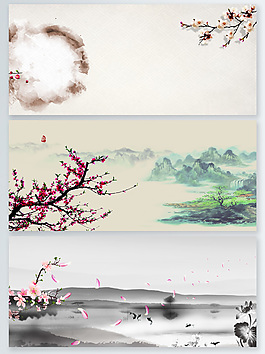 中國(guó)風(fēng)春季桃花背景psd