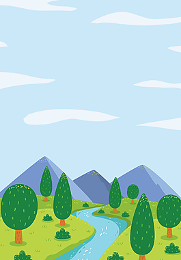 文藝清新卡通插畫PSD分層H5背景