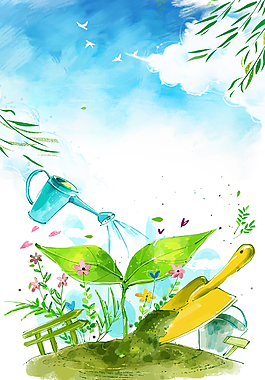 植樹節(jié)綠色卡通PSD分層