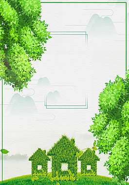 植樹節(jié)綠色卡通PSD分層
