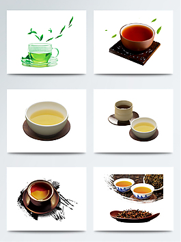 简约的谷雨茶茶杯元素素材