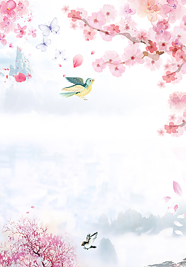 温暖粉色桃花节海报背景