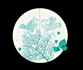 圓形線條手繪樹枝裝飾素材