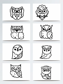 簡約黑色線條設計貓頭鷹