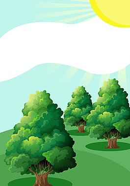 手繪卡通綠色植樹節(jié)背景