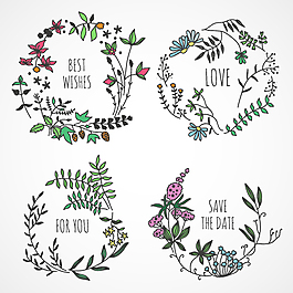 卡通手繪植物花環(huán)插畫(huà)