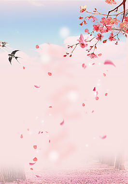 粉色唯美春季上新桃花春天背景