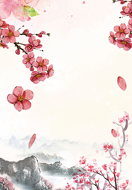 春天桃花風景PS源文件背景