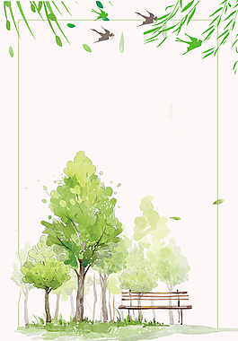 手繪卡通綠色植樹節(jié)背景