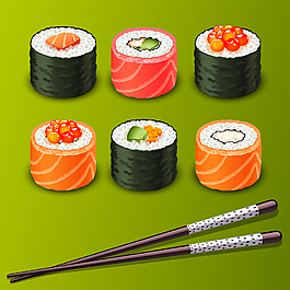 美味的日本壽司插畫