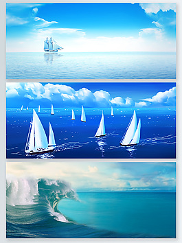 藍天白云大海背景