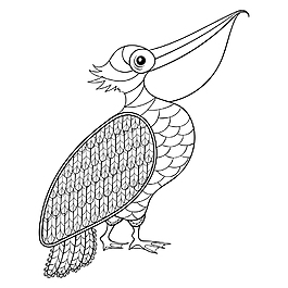 藝術手繪線條大嘴鳥插畫