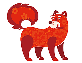 卡通紅色小狗矢量元素