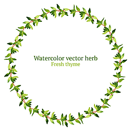 綠色水彩繪清新植物花邊