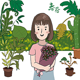 舒適自然懷抱鮮花春分節(jié)日氣候元素