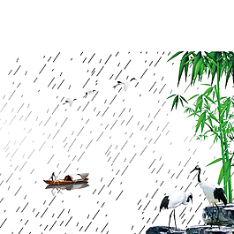 溫婉清新雨季湖面裝飾元素