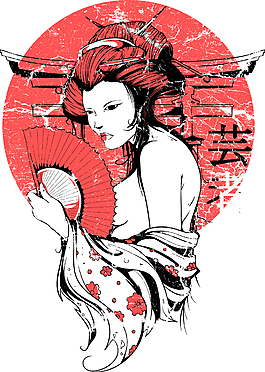 手繪特色日本人物插畫