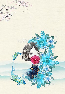 彩绘唯美花仙子春分海报背景设计