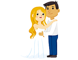 卡通婚礼情侣矢量元素