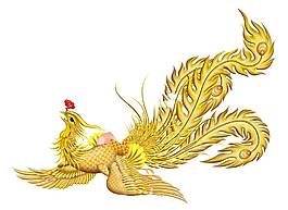 卡通金色凤凰png元素
