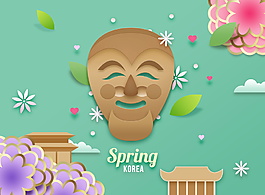 韓式春天氣息卡通立體花朵建筑海報(bào)