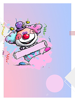 卡通彩绘愚人节小丑海报背景设计