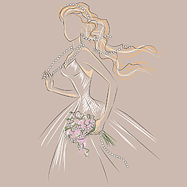 唯美手繪新娘人物插畫