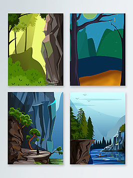 卡通叢林動物海報背景