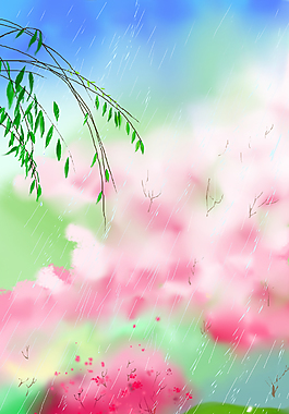 春日雨暖百花芳春季背景