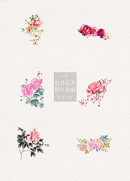 牡丹紛繁的主題元素