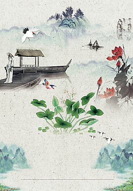 清明彩繪海報(bào)背景設(shè)計(jì)