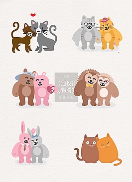 扁平化創(chuàng)意愛情主題動物