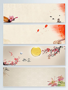 月亮梅花中國風(fēng)海報(bào)背景psd源文件
