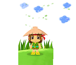 清新稻草人谷雨節(jié)氣元素