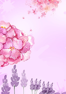 春季粉色彩绘海报背景设计