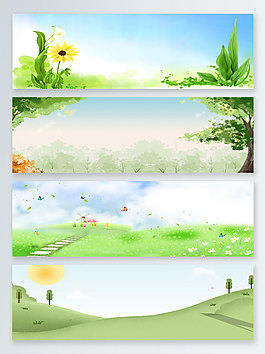 春游淺藍(lán)色背景文藝海報(bào)banner