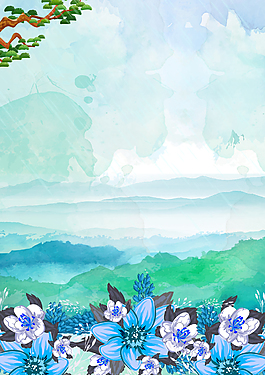 清新水彩油画清明节海报