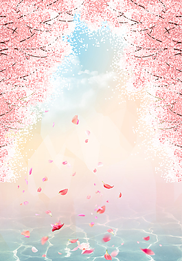 粉色浪漫櫻花花瓣背景