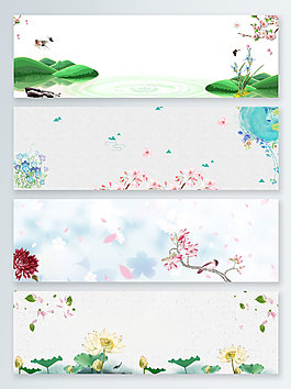 简约中国风水墨桃花电商banner