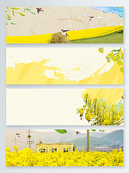 油菜花燕子楊柳質(zhì)感黃banner背景