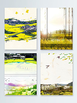 油菜花踏青風(fēng)景燕子廣告背景