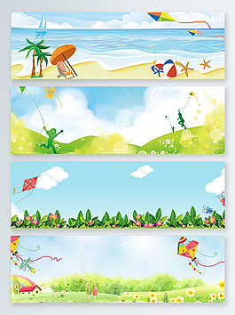 春季出游踏青放風(fēng)箏banner背景