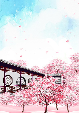 唯美日式櫻花季海報背景設計