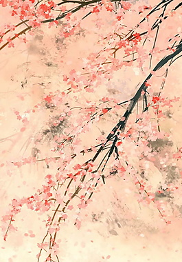 古風(fēng)水墨桃花枝海報(bào)背景設(shè)計(jì)